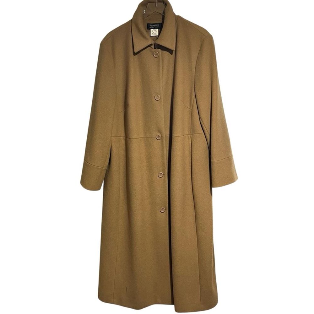 Camel Tan 100% Wool Long-line Winter Coat by Harve  Benard in womens size 24W